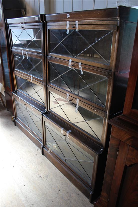 Pair Globe Wernicke style 4-section bookcases